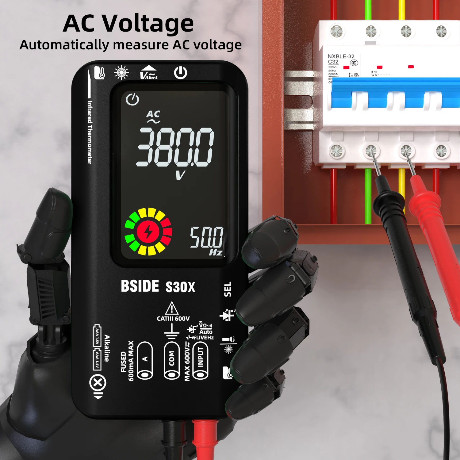 BSIDE S30X Charge Auto Range Digital Multimeter Professional Electrician Tool 9999 AC DC Voltage Current 15V Diode Temp Tester digital multimeter