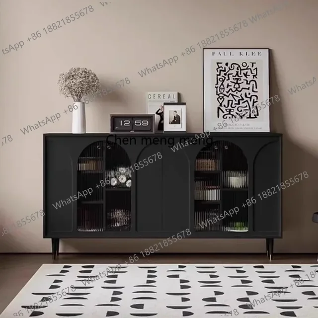 ตู้เก็บของดีไซน์หรูหราทันสมัย สไตล์นอร์ดิก สีดำ ตู้เก็บของในครัว ตู้ไม้ ตู้เสื้อผ้า เฟอร์นิเจอร์ 5