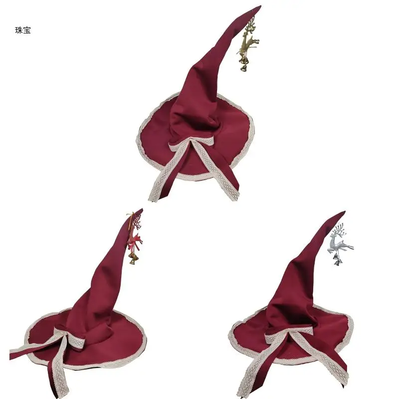 

X5QE Witch Hat Wrinkled Hat Santa for Home Xmas Festival Party New Year Gifts
