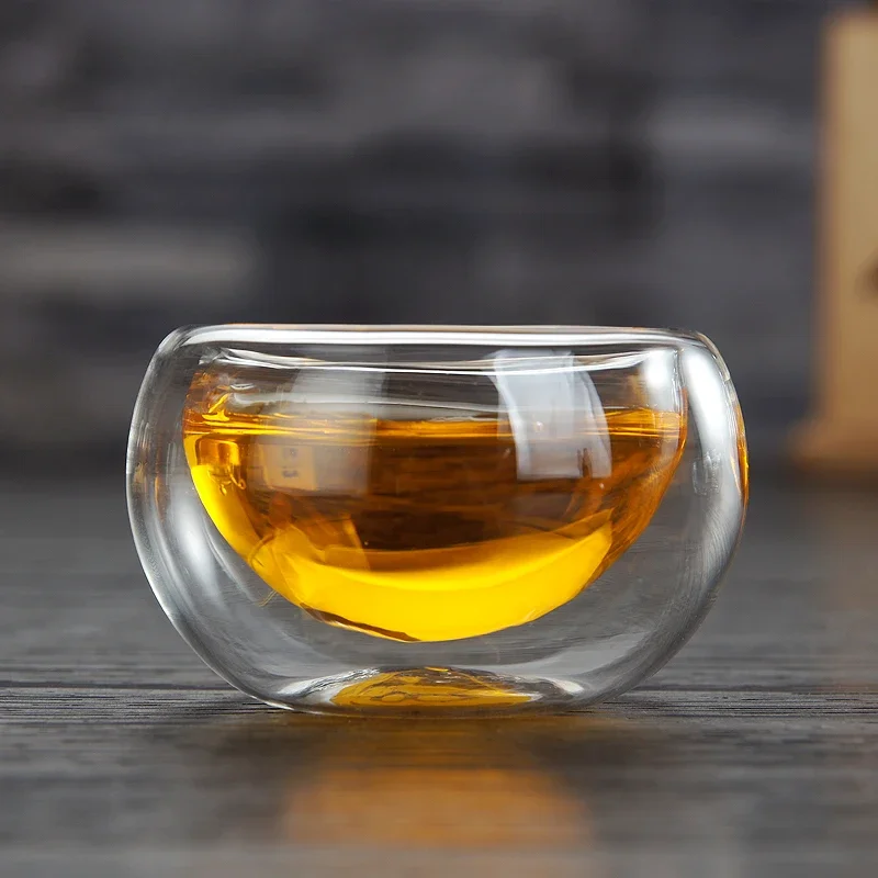 Heat-Resistant Transparent Double Layer Glass Small Kung Fu Tea Cup Set Tasting Cups Heat Insulation Hot Mug Chinese Teacups Tea Cup