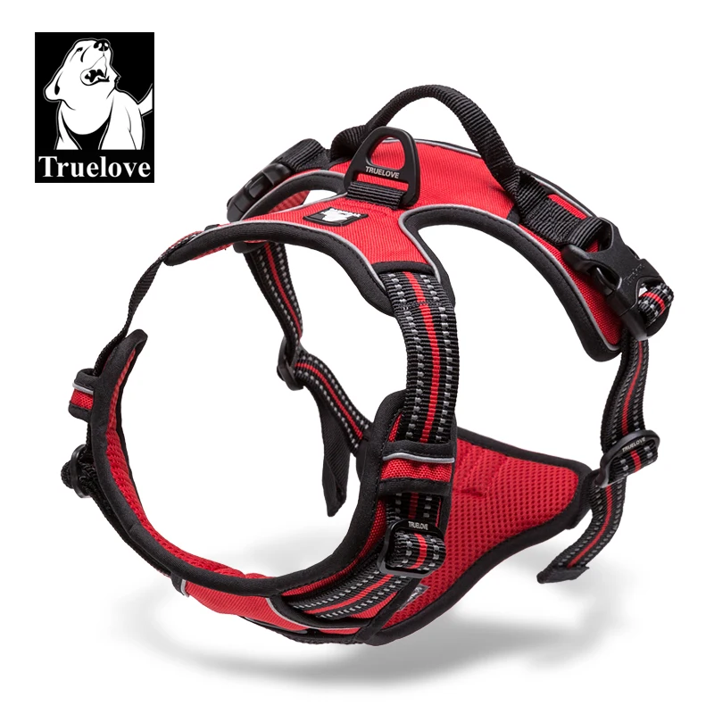 Truelove Pet Harness Reflective Nylon Large Pet Dog Harness All Weather Padded Adjustable Safety Vehicular Leads for Dog TLH5651
