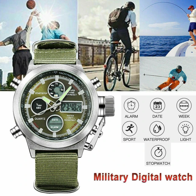 Montre militaire à quartz pour hommes, montres de l'armée en nylon,  bracelet en toile, montre-bracelet de sport décontractée - AliExpress