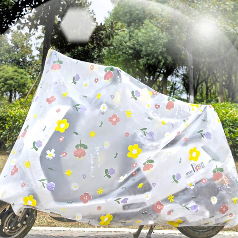 1pc Translucent Thick Universal Protective Gear Waterproof Rainproof PEVA Motorcycle Cover Electric Bicycle Cover