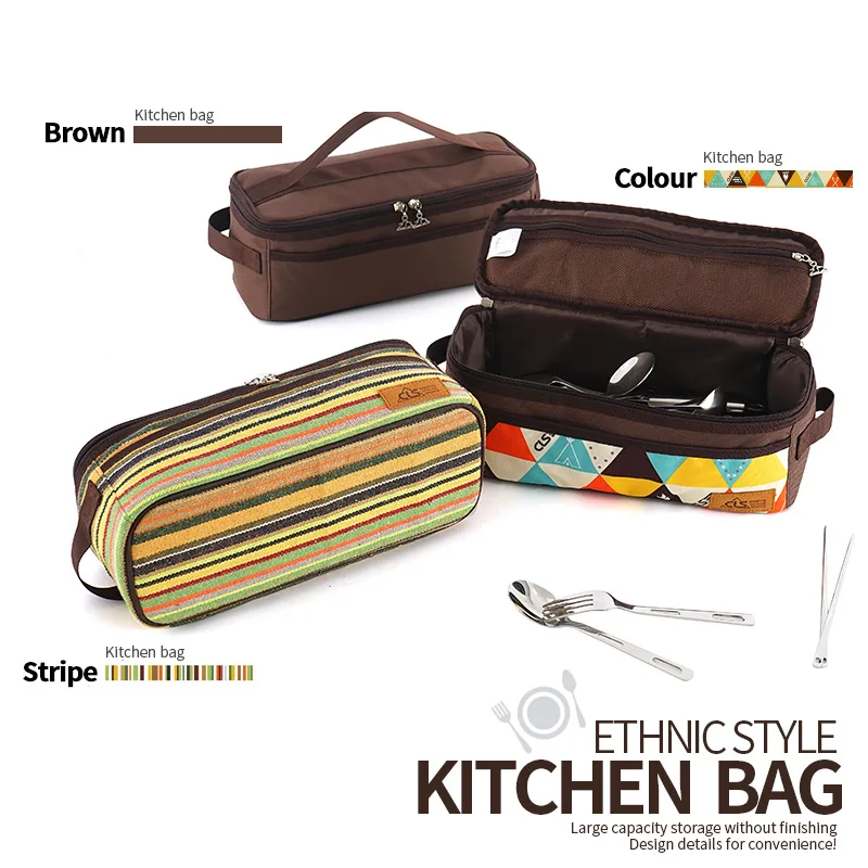 Outdoor Camping Cookware Storage Bag Kitchen Tableware Storage Bag Travel Cosmetic Portable Toilet