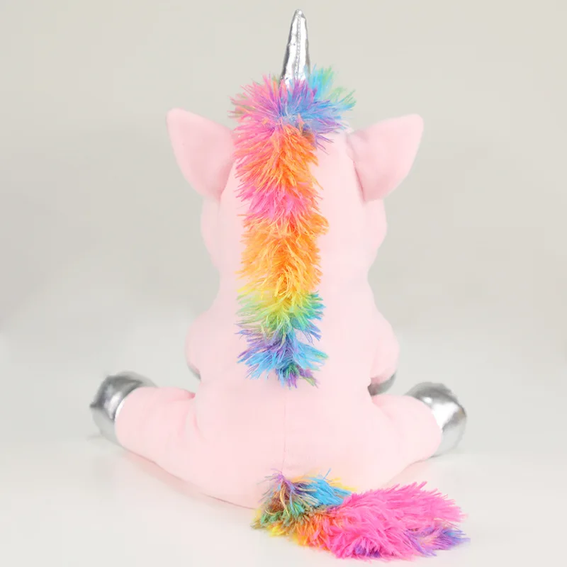 ぬいぐるみユニコーンの手人形、口はポニー人形を動かすことができます