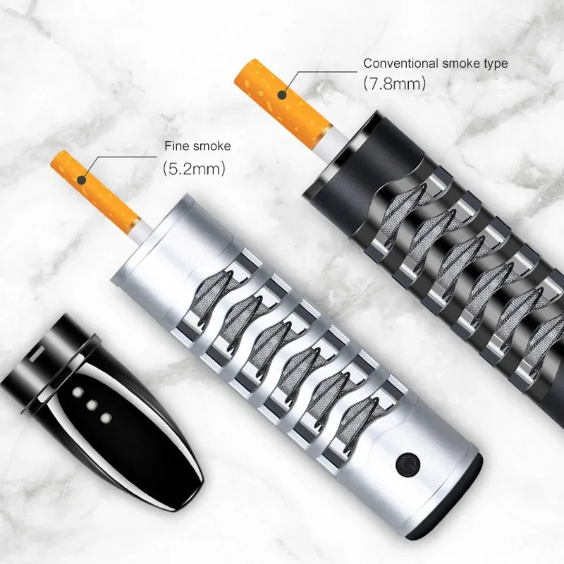 Mini Ashtray Cigarette Holder With USB Tungsten Coil Lighter Portable Ash  Collection Anti-dirty Cigarettes Filter Smoking Tools