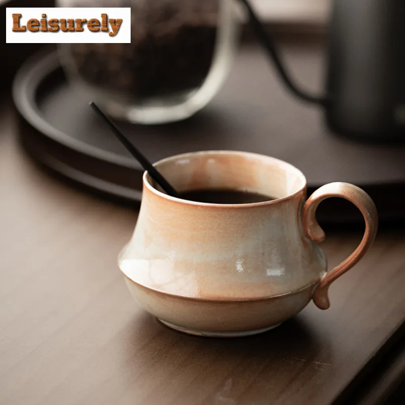 180ml Ink And Wash Coarse Pottery Coffee Mug Milk Cup Afternoon Tea Mug Wine Beer Bottle Office Water Cup Teaset Craft Supplies