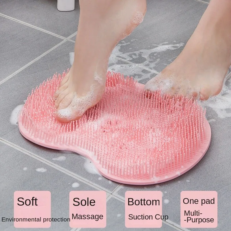 Reusable Shower Back Silicone Brush Bathroom Wash  Foot Pad Massage Multifunction Foot Arms Body Exfoliating Shower Mat