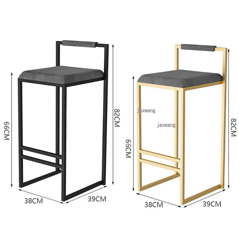 Nordic Velvet Back Bar Chairs Kitchen Furniture Iron High Bar Stool Counter Stool
