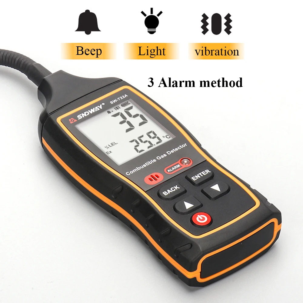 SNDWAY Combustible Gas Detector Determine Tester Gas Analyzer with Sound and Light Alarm Handle