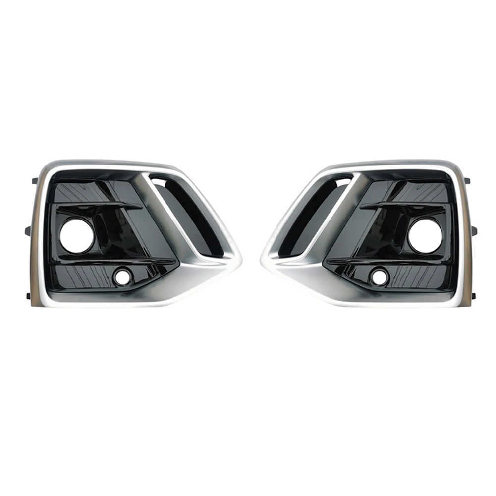 

1Pair Car Silver+Black Front Bumper Fog Light Cover Bezel Racing Grille with ACC Hole for Audi Q5 2021 2022