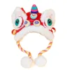 Fun Chinese Style Cat Dance Lion Hats Soft Cartoon Cat New Year's Headwear Comfortable Warm Cute Plush Pet Caps Holiday