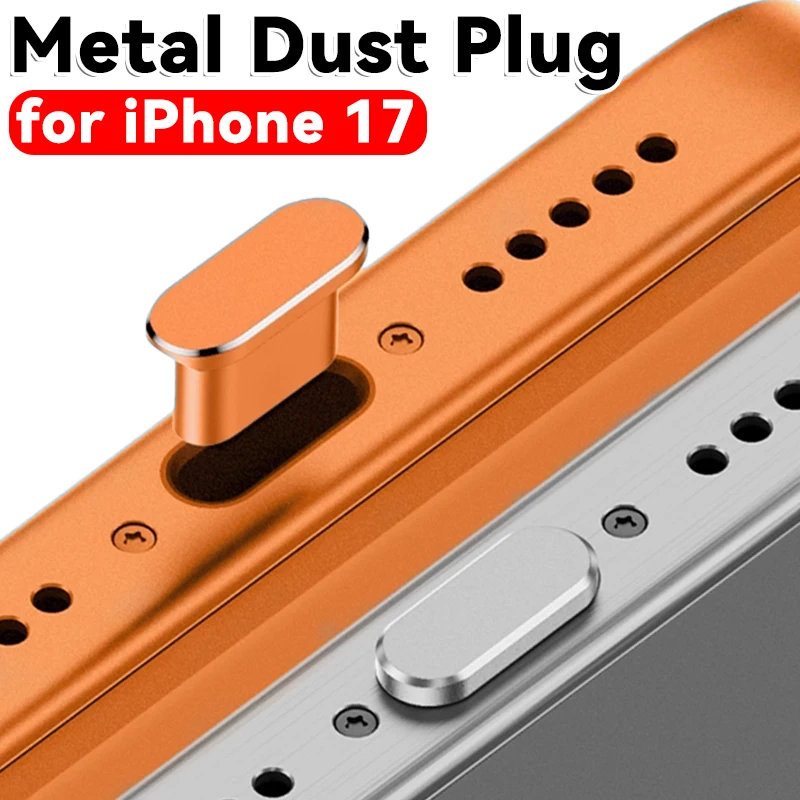 จุกปิดกันฝุ่นโลหะแบบ USB Type C สำหรับ iPhone 17 Pro Max Air 17PM ฝาครอบป้องกันพอร์ตชาร์จโทรศัพท์มือถือแบบ Type-C จำนวน 1-5 ชิ้น