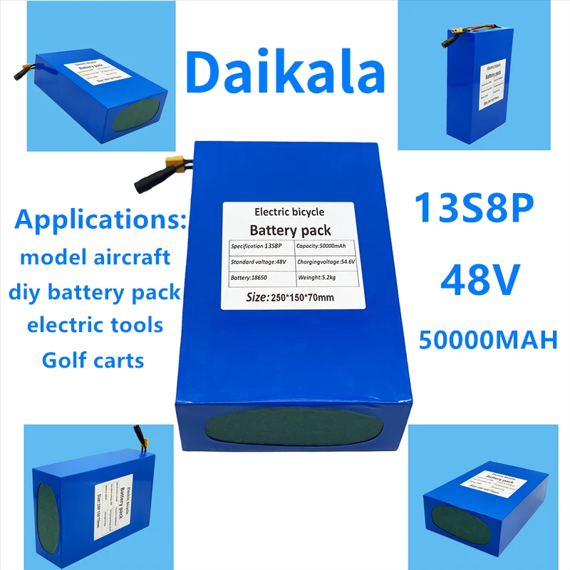 

Li-ion 50000MAH 48V 13S8P Suit Citycoco Motorized Scooter Use Battery Model Aircraft Electric Tools Cartssolar Energy Inverters