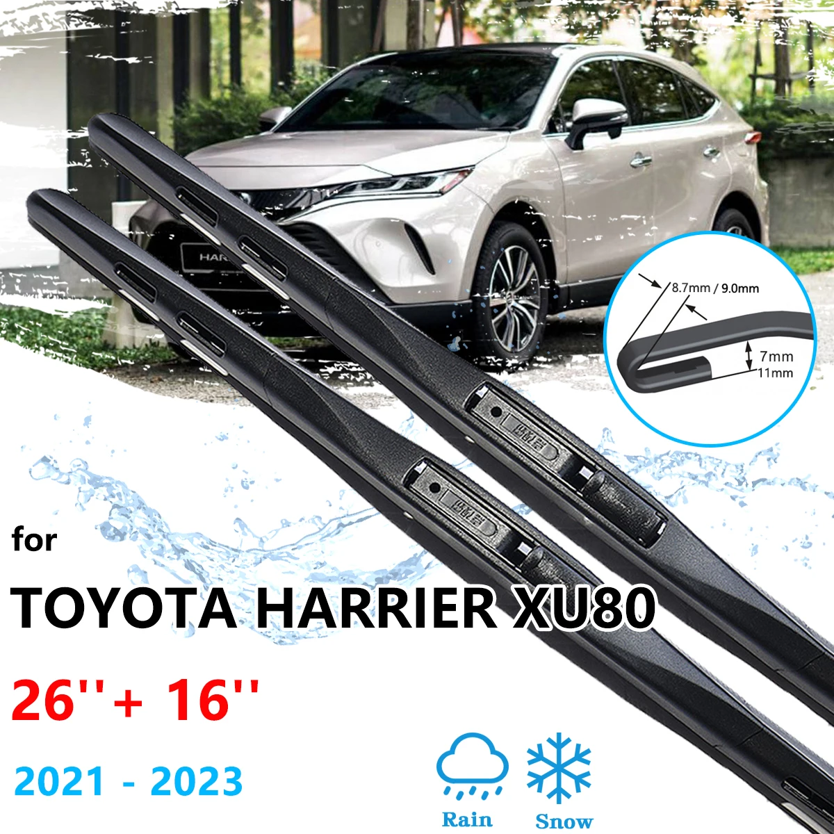 2xForToyotaHarrierVenzaXU80202120222023WiperBladesFront