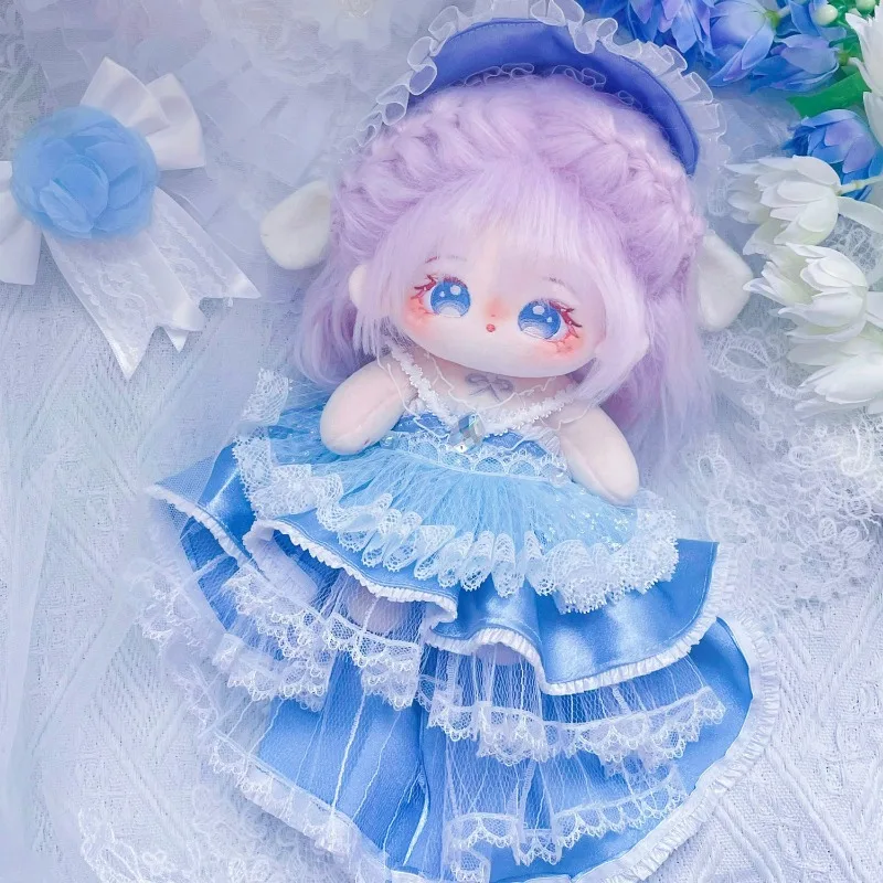 20cm cotton doll clothing normal body blue dress mischievous rabbit new Chinese style doll