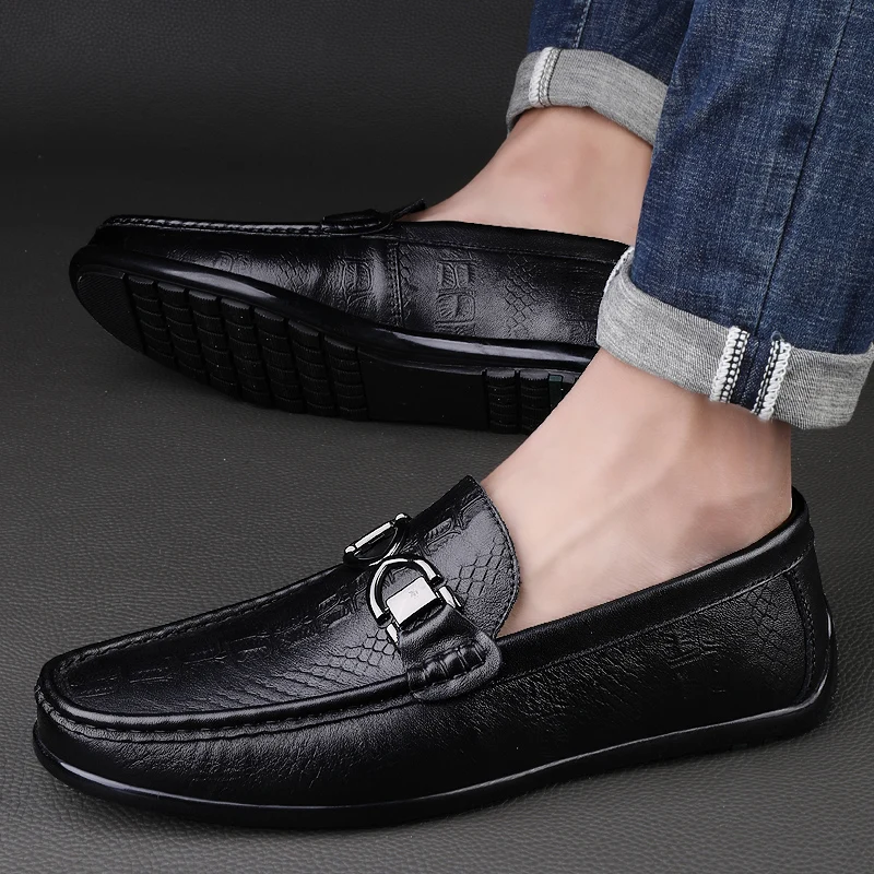 

2023 new Summer Mens Loafers Classic Moccasins Wedding Dress Footwear Male Casual Shoes Genuine Leather Boat Shoes Slip on Falts