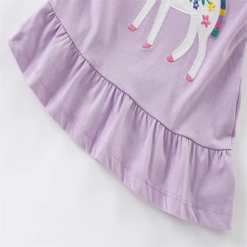 Jumping Meters 2-7T New Arrival Unicorn Embroidery Hot Selling Cotton Summer Girls Tshirts Baby Clothes Children's Tees Tops 5