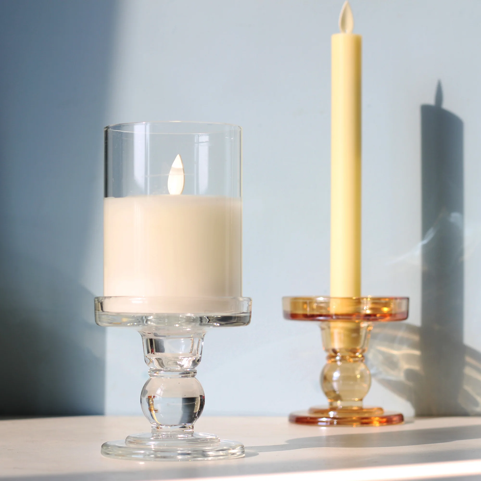 Glass Candle Holder for Pillar Candle Holder/Taper Candlestick Holders, Decorative Unity Candle Holder for Formal Even