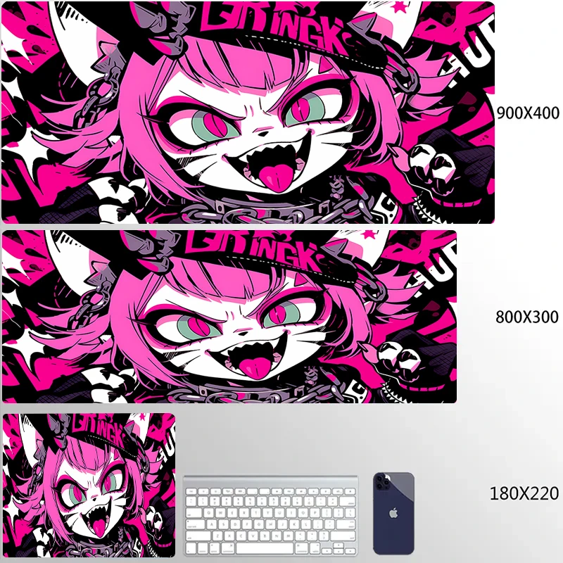 thumbnail image 1 of Xxl alfombrilla de ratón de Anime rosa para gato, alfombrilla para jugador, alfombrilla de escritorio para chica bonita, alfombrilla antideslizante para ratón de juegos, alfombrilla de goma para tecla, 1 of 5