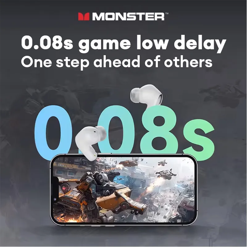 รูปสินค้า หูฟังเกมมิ่งไร้สาย Monster Bluetooth 5.4 แบตเตอรี่ยาวนาน เสียง HIFI