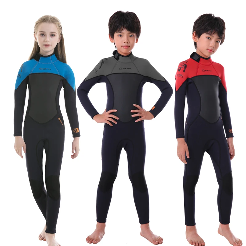Diving Suits Kids Thermal Full Swimsuit Surf Scuba Diving Set Underwater Freediving Set 2.5MM Neoprene Wetsuit For Kids