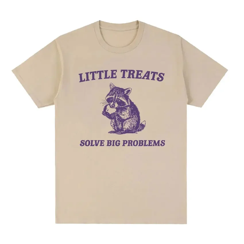 

Футболка Мужская/женская с принтом енота, 100% хлопок, оверсайз