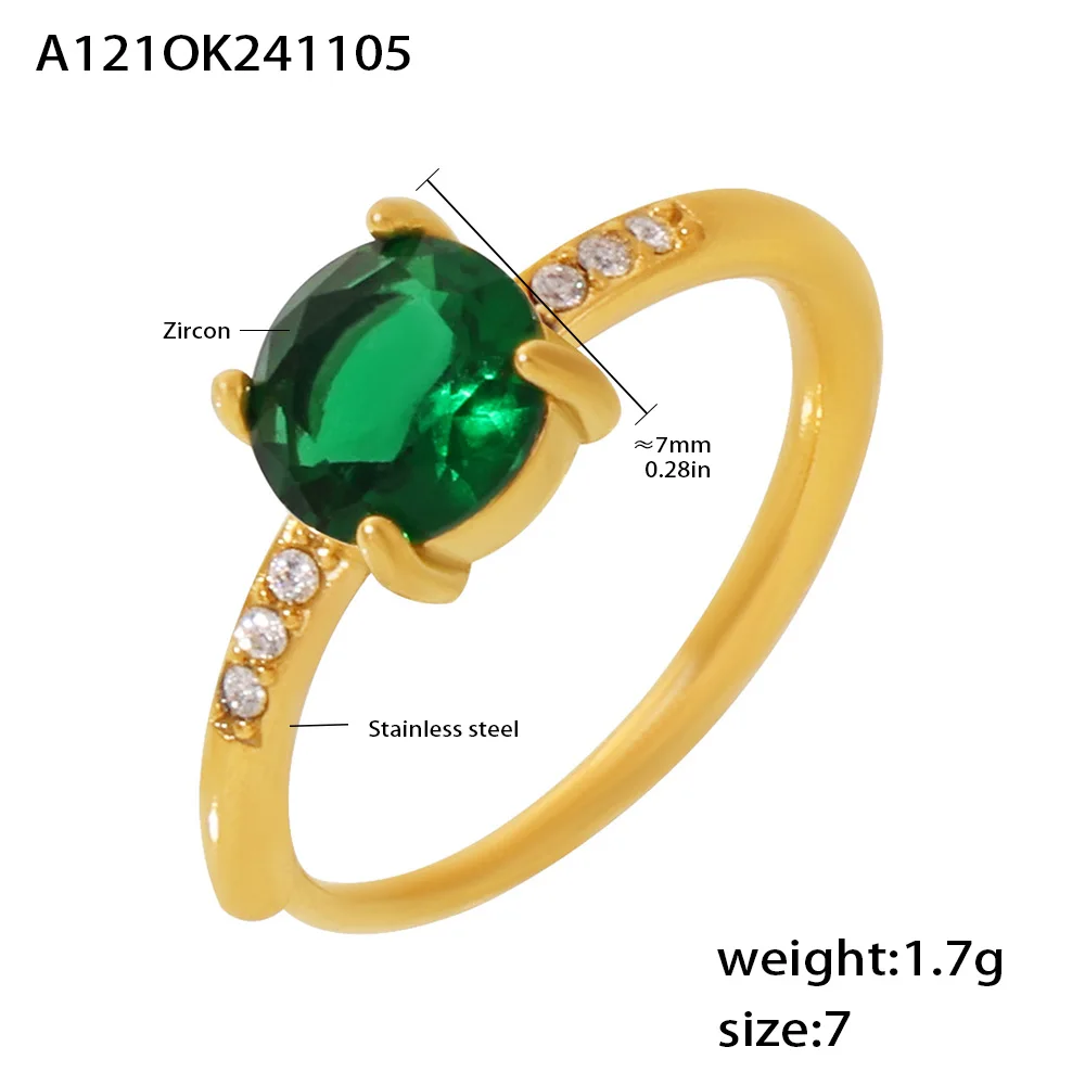 Elegant Gold Plated Zirconia Ring with Red and Green Accents - Stylish Waterproof Wedding Jewelry Gift