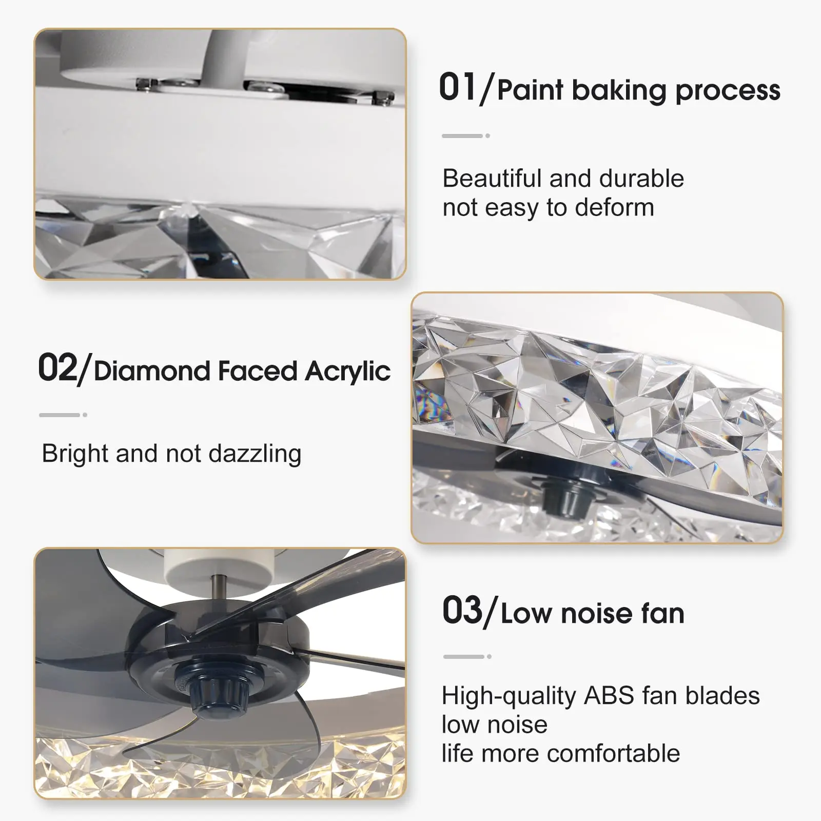IRALAN 60W LED Ceiling Light Ceiling Fan Modern Simple Home Bedroom Remote Control Dimmable Fan Light 5
