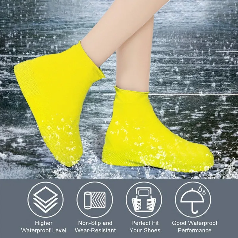 Waterproof Shoe Covers Silicone Anti-Slip Rain Boots Unisex Sneakers Protector For Outdoor Rainy Day Reusable Rain Shoe Cover