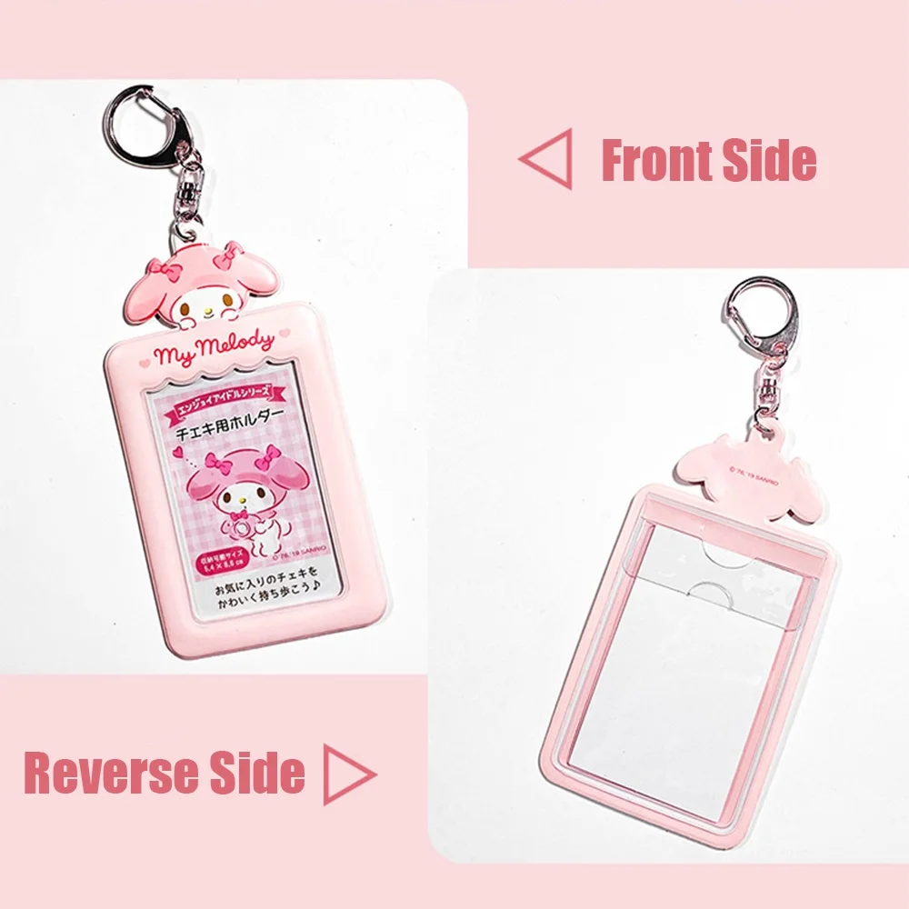 Kawaii Sanrio card holder Cartoon Kitty Cinnamoroll Melody Kuromi Bus Id Card Storage Keychain Decorative Toys Gift For Girls
