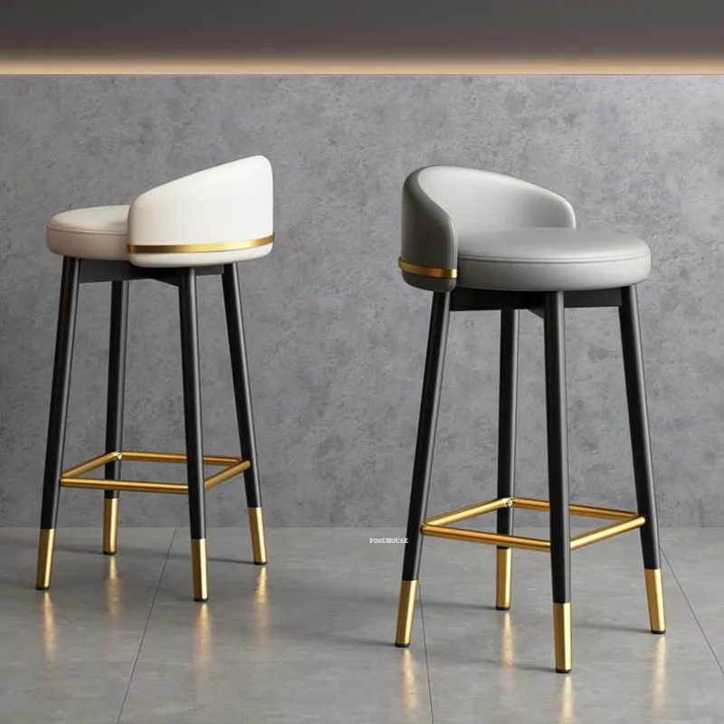 Home Kitchen High Bar Stool Nordic Minimalist Bar Chairs Wrought Iron Backrest High Barstool Light Luxury Fashion Furniture