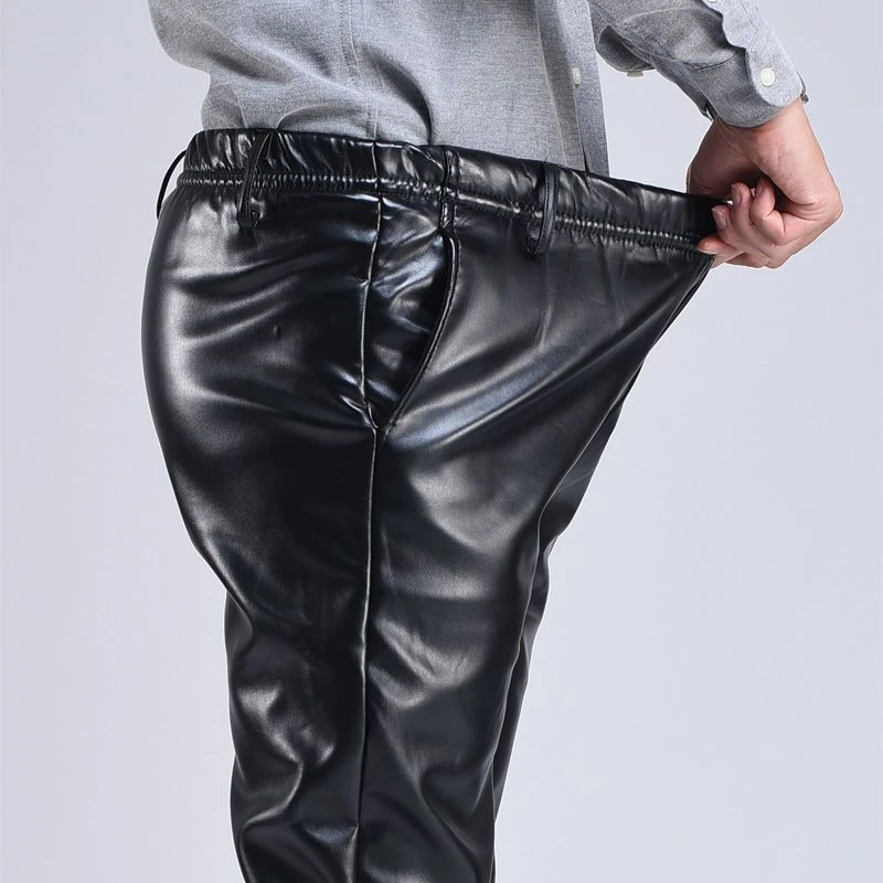Spring Autumn Men Leather Pants Smart Casual Male Pu Faux Leather