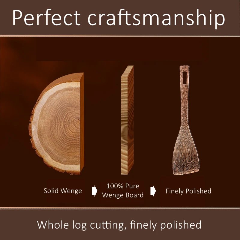 LFGB Certificated Wenge Spatula Ultra Thin Kitchen Turner Whole Log Cutting Wood Shovel Finely Polished Non-stick Cooking Tool