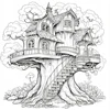 Dream Tree House Coloring Book 20 Page Gift For Birthday Party Relieve Stress Kill Time Graffiti Painting Drawing Art Book 3