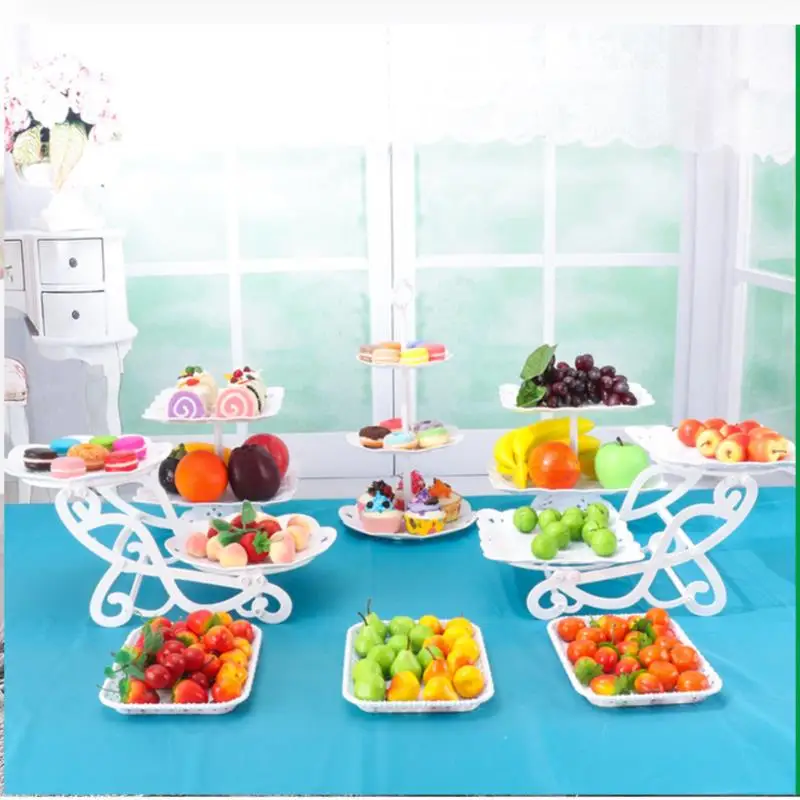 European Style Three-tier Cake Tray Snack Stand Fruit Plate Birthday Party Decoration Supplies Wedding Dessert Table Cake Stand 2