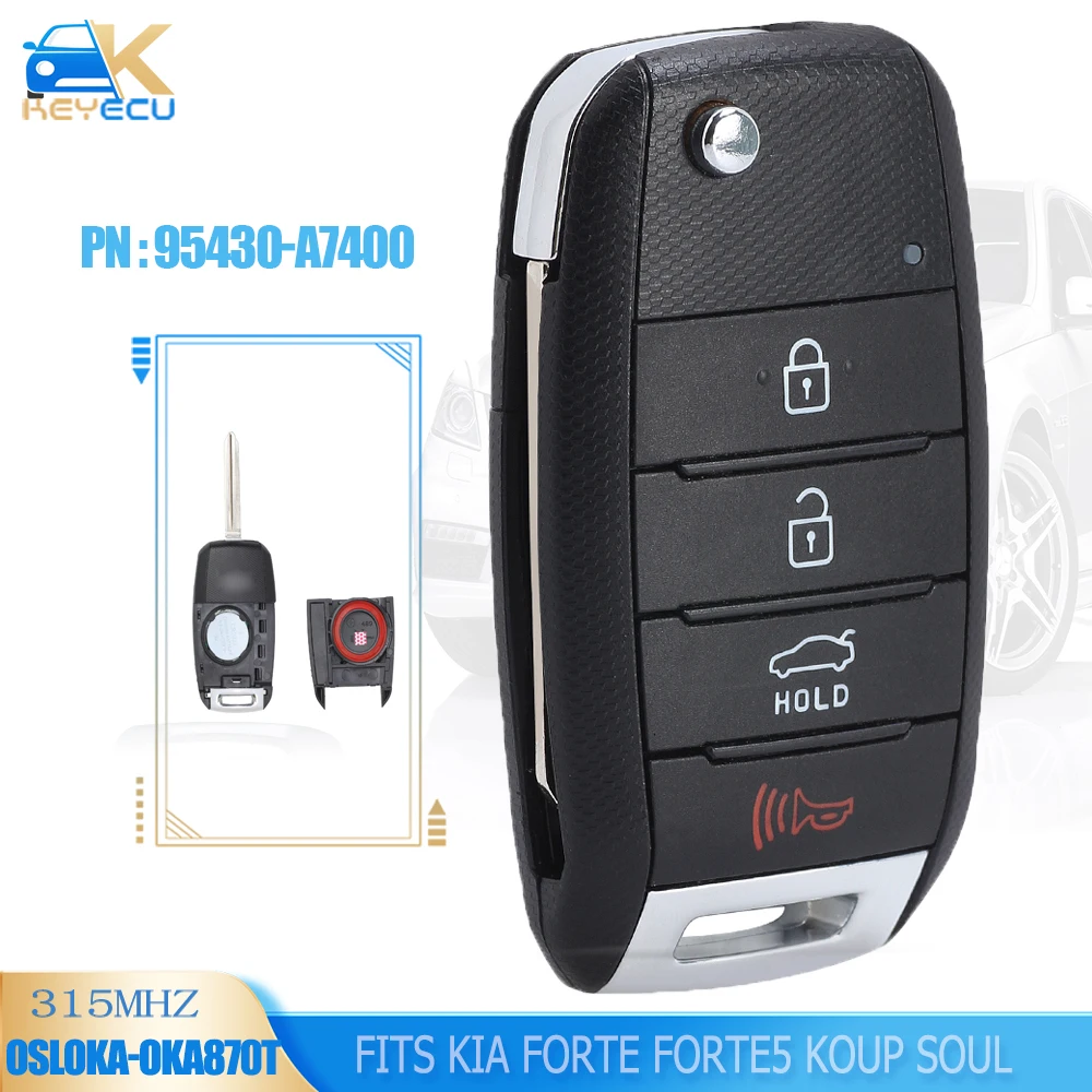 

KEYECU 95430-A7400 315 МГц дистанционный флип-брелок для 2014 2015 2016 KIA Forte Forte5 Koup Soul OSLOKA-870T900