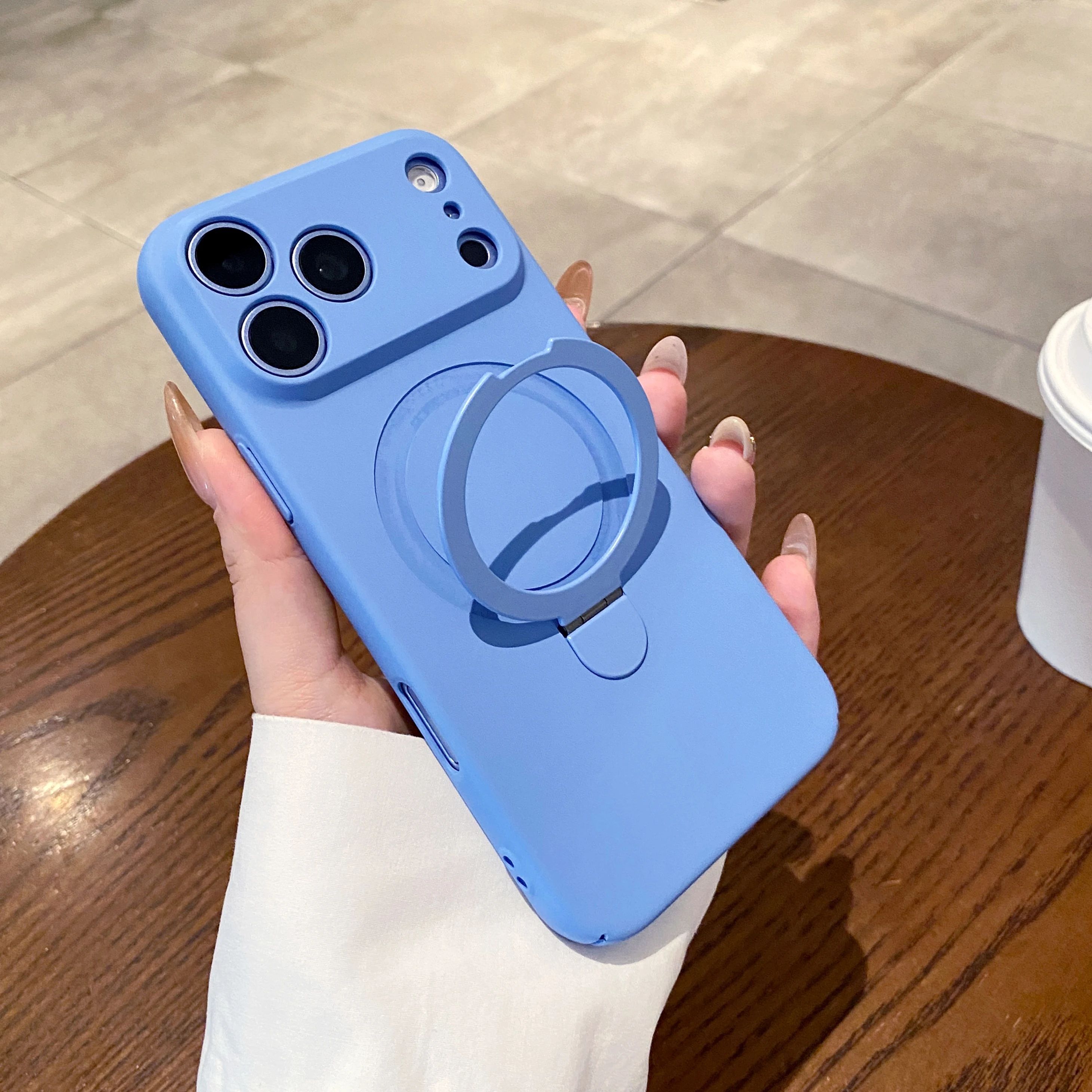 Enhanced Magnetic Holder Stand Phone Case with New Skin Sensation - Solid Color Protector Cover