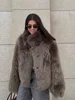 2025 Winter Fashion Burgundy Lapel Fluffy Fur Coat Women Casual Long Sleeve Faux Fur Plush Jackets Female Commute Streetwear New 6