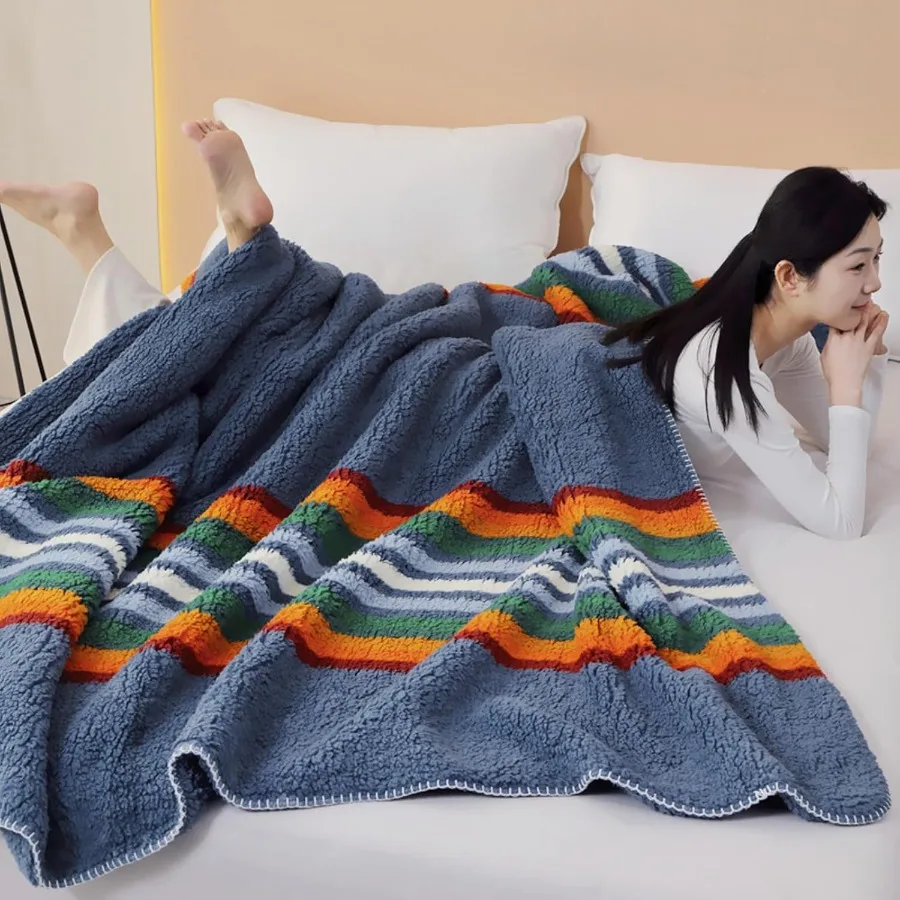 Boho Sherpa Fleece Blanket 90'' × 112'' Ultra Soft Aztec King Blanket for All Season Cozy Plush Bohemian Throw Blanket for Bed