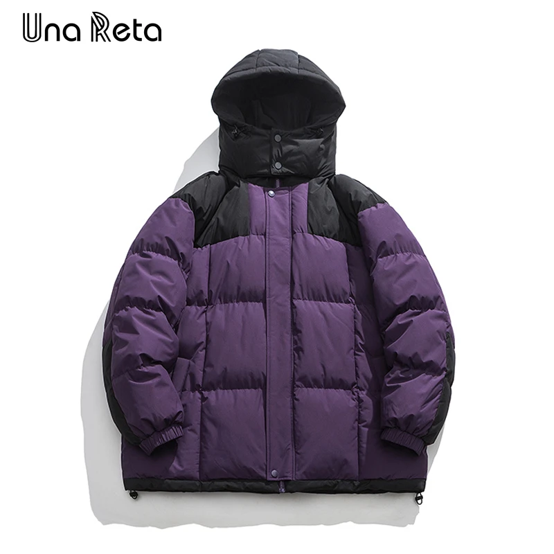 

Una Reta Men Coat Autumn Winter New Casual Hooded Parka Coat Streetwear Men Clothing Hip Hop Color Stitching Men's Jacket Coat