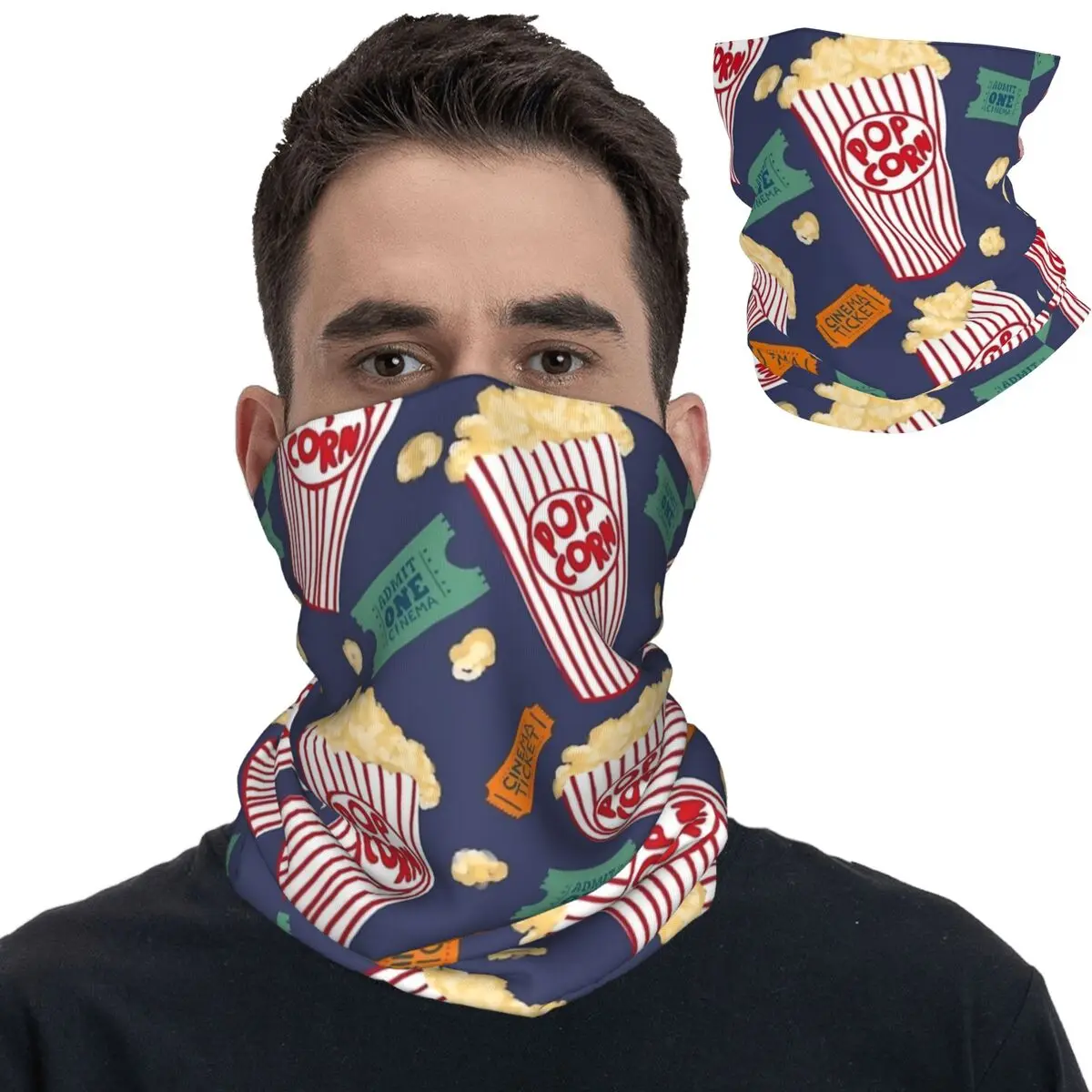 

Movie Night Grab The Buttered Popcorn Bandana Neck Gaiter Printed Balaclavas Wrap Scarf Warm Cycling Fishing for Men Women Adult