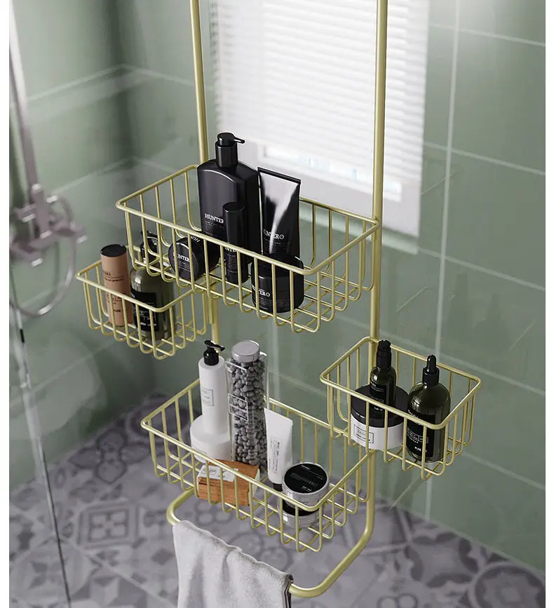 Description Picture 2 of itemBathroom Wall Shelf Hanging Rack Behind Door Toilet Storage Artifact Toilet Shower Room Hanging Basket Storage Rack Accessories