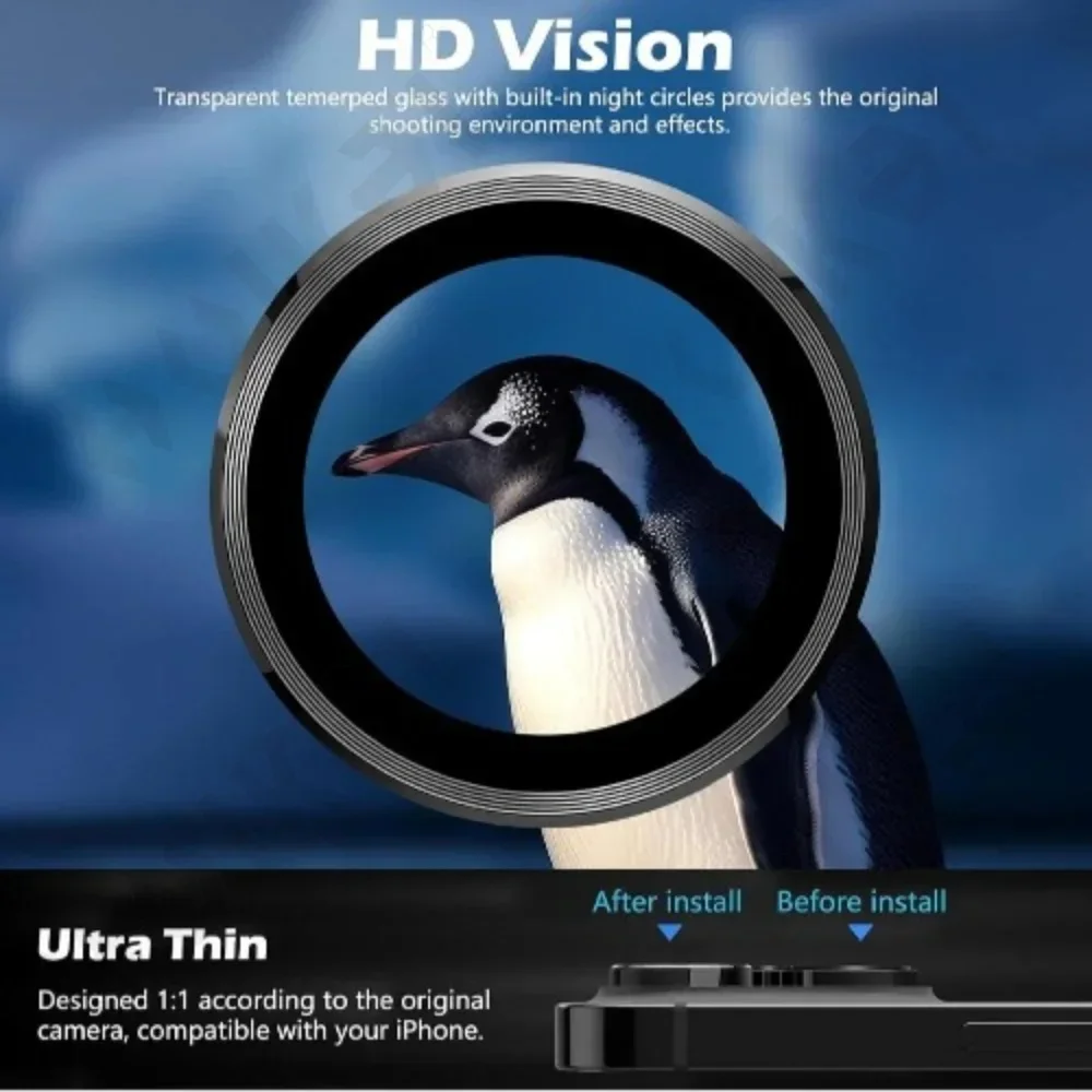 Premium HD 9H Tempered Glass Camera Lens Protector Film with Metal Scratch Resistance