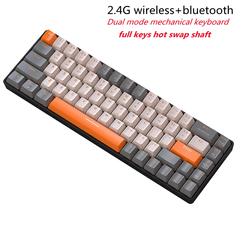 

Mini Dual Mode 2.4G Wireless Bluetooth Gamer Mechanical Keyboard For Laptop Computer Tablet Phone 60% 68 Key Red Blue Axis