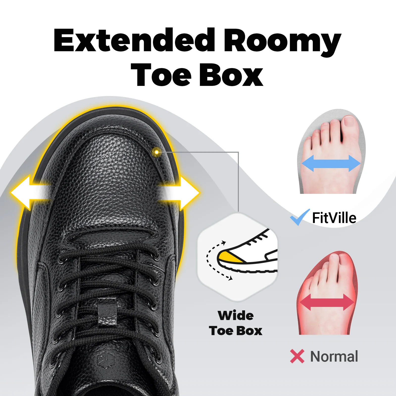 أحذية Fitville Wide Version للرجال من الجلد، أحذية...