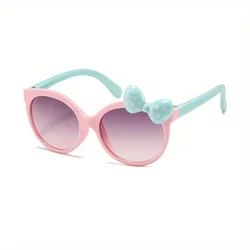 Charming Bowknot Cartoon Sunglasses for Kids and Outdoor Adventures (Pink)