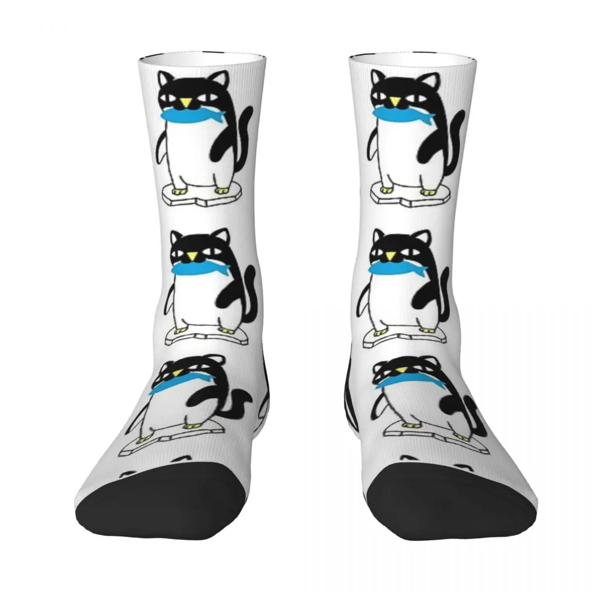 thumbnail image 1 of Calcetines de moda para hombre con diseño de pingüino y gato, calcetines largos con puntadas, calcetines para parejas, talla 37-45, 1 of 5
