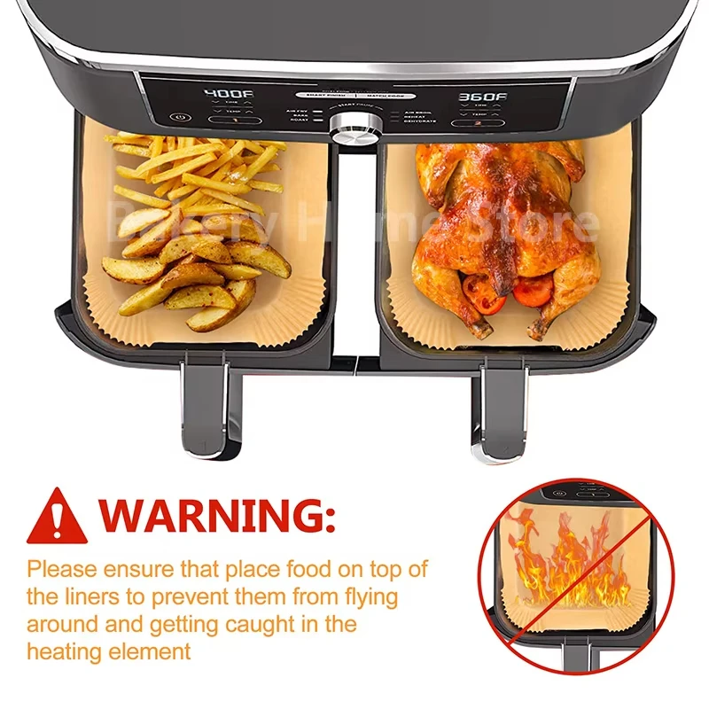 Rectangle Disposable Airfryer Baking Paper Liner Waterproof Oilproof Non-Stick Baking Mat Ninja Foodi Air Fryer Accessories