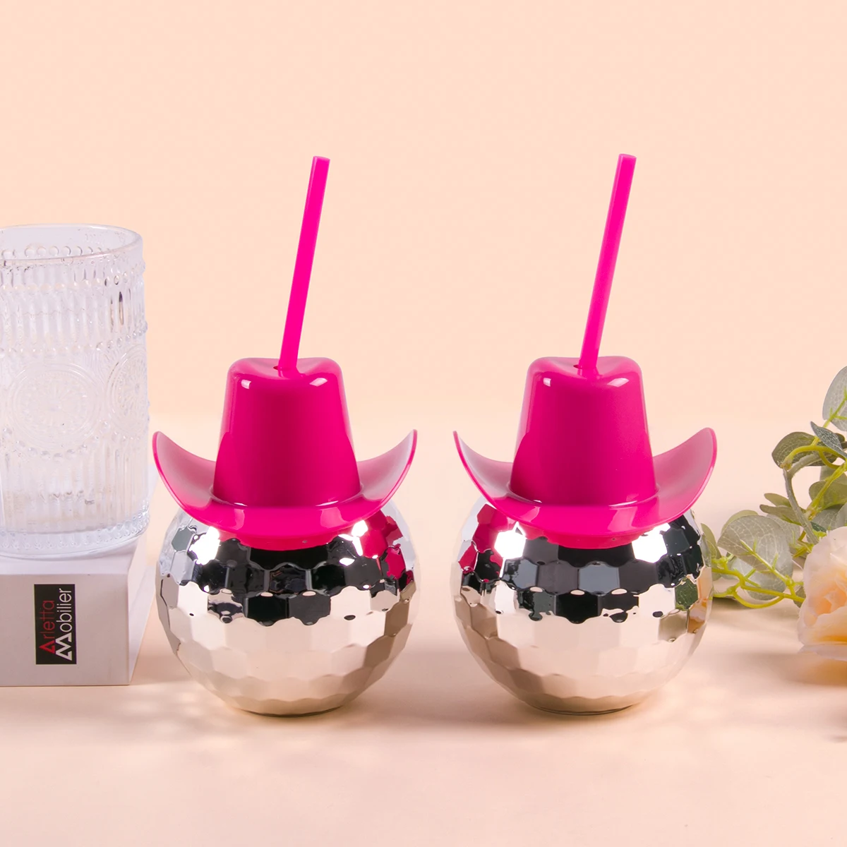 600ml Unique Disco Ball Cups Cowboy Disco Ball Cup With Straws Cocktail Cup  Bh